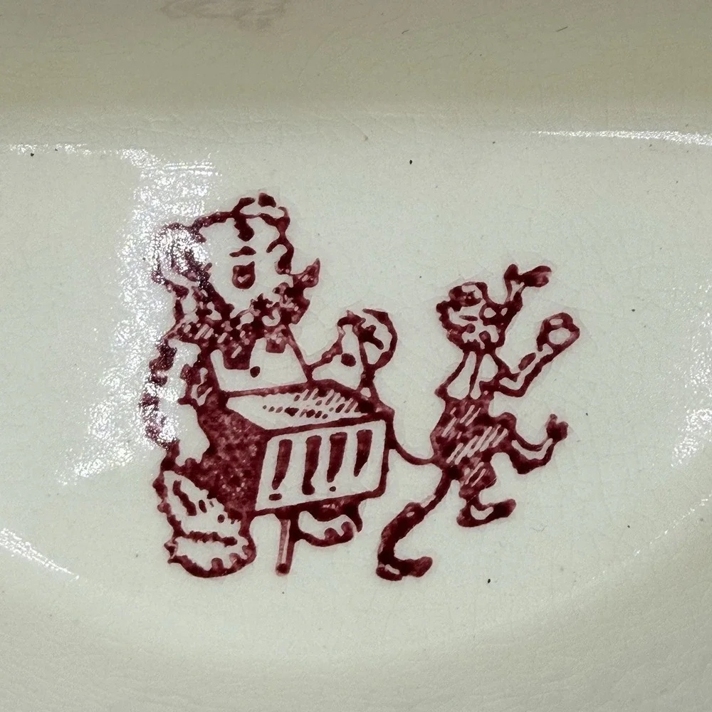 Vintage Baby Warming Dish Bowl Ceramic Pink Bears 1940s With Cork Plug
